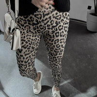 Comfortable High Waist Soft Leopard Print Home Trousers