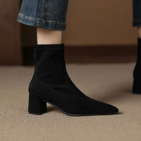 Suede Ankle Boots With Mid Heel