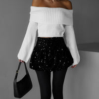 Loose-fitting Sequin Pleated Skirt Women's