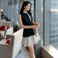 Women's Fashionable Slim-Fit Patchwork Sleeveless Dress