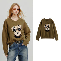 Autumn New Age-reducing Playful Plush Dog Head Knitted Warm Retro