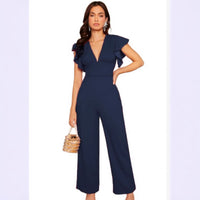 Womens Elegant Jumpsuit With Ruffle Details