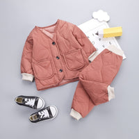 New Korean Version Plus Velvet Thickening Two-piece Baby Suit