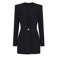 Fashionable Solid-Color Long-Sleeve Suit Dress For Women