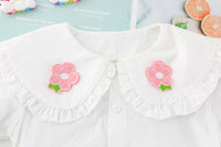 Doll Collar Top Cardigan Three Piece Set For Children