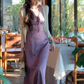 Polka-dot Backless Halter Dress Women