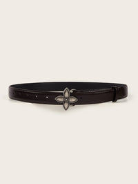 Metal Flower Snap Belt Simple Retro Women's Belt