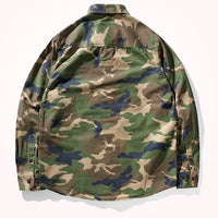 Men's Distressed Washed Camouflage Collar Casual Jacket