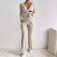 New Slim-fit Long-sleeved Loose High Waist Top Pants Suit