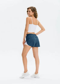 Women's Fake Two-piece Sports Pocket Shorts