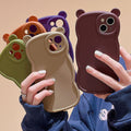Solid Color Bear Ear Retro Mobile Phone Case