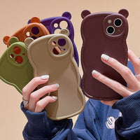 Solid Color Bear Ear Retro Mobile Phone Case