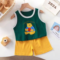 New Vest Suit Cotton Sleeveless Boy Summer Clothing Vest Two-piece Set Wholesale
