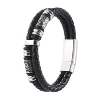Cross-border Stainless Steel Personalized Double-Layer Leather Viking Bracelet