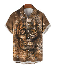 Retro Skull Head 3D Digital Printing Leisure Loose Shirt