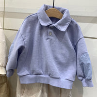 Children's New Tops Lapel Button Loose Casual Sweater