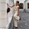 Elegant Commuter Vest And Wide-Leg Pants Two-Piece Set