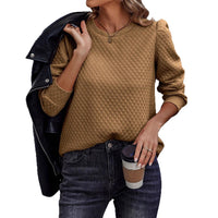 Plaid, Bubble-texture Solid-color Comfortable Casual Top Hoodie