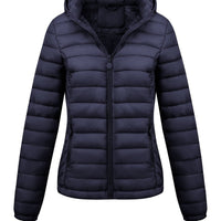 Women's Lightweight Hooded Winter Jacket Nylon Material