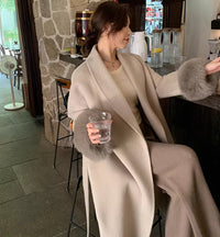 Fox-fur Classic Bestseller Long Double-faced Pure Wool Coat