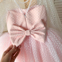 New Girl's Wedding Polka Dot Lace Long Sleeve Dress