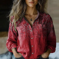 Women's Wear All-matching Printed Casual Lapel Shirt