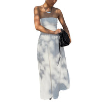 Vacation Off-Shoulder Ruched High-Waist Maxi Dress