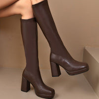 Womens Boots With Thick Soles Chunky Heels And A Slimming Stretchy Fit