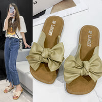 Bowknot Flip-flops Flat Soft Bottom Vacation Beach Sandals