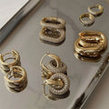 Fashionable Light-luxury Fully Diamond-encrusted Copper-plated Oval Earrings For Women