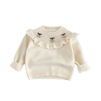 Autumn Winter Baby Long Sleeve Lace Collar Knitted Tops Children's Clothing