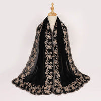 Ethnic Style Black Embroidered Toe Cap Shawl Scarf
