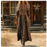 Retro Casual Plaid Womens Elegant Long-sleeve Dress