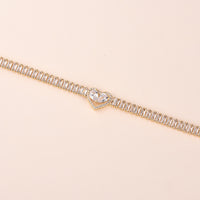 Golden Heart-Shaped Bracelet With Diamonds Light Luxury Handmade Love-Heart Design