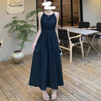 Womens Sleeveless Halter-Neck Strap Holiday Dress