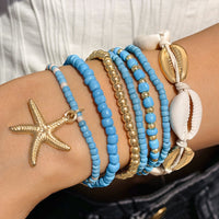Shell Jewelry Bohemian Resort-Style Beaded Braided Bracelet With Starfish And Seed Beads