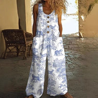 Womens Sleeveless Loose Pocketed Jumpsuit