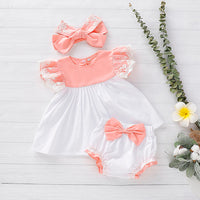 Children  Lotus Leaf Lace Top Skirt With Headband