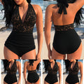 Sexy Patchwork Backless Tight-fitting Cinched Covering Belly Thin One-piece Swimsuit