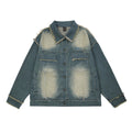 Guochao High Street Contrast Color Monkey Wash Denim Jacket