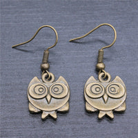 Retro Minimalist Handmade Jewelry Double-sided Owl Earrings