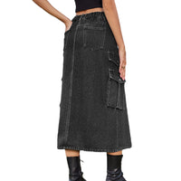 Women's Denim Cargo Pants Casual Skirt