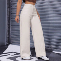 Solid-color High-waisted Chic Casual Pants