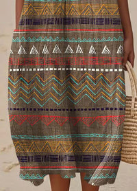 Women'S Round Neck Sleeveless Color-Block Printed Dress