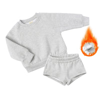 Girls' Autumn And Winter Long Sleeve Fleece And Shorts Sports Suit