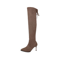 Plush Elastic Stiletto Pointed Toe Over-the-knee High-heeled Boots For Children
