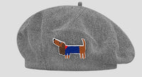 Cute Embroidered Dog Hollow-out Thin Knit Beret