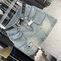 Retro Anti-exposure Workwear Multi-pocket Hip Skirt