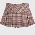 Retro College Style Yellow Jk Plaid Pleated Skirt For Women
