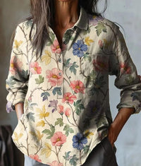 Summer Women's Fashion Printed Long-sleeved Shirt